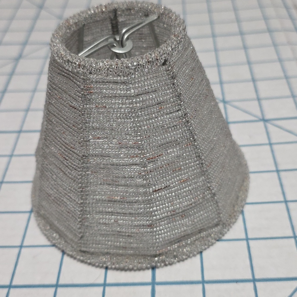 Portfolio Silver Beaded Glass Shade, 2 5/8 × 5 1/4 × 4 1/4, Preloved